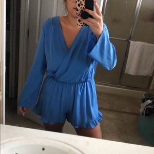 Honey punch periwinkle romper